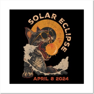 Solar Eclipse April 8 2024 Funny Cat In Sunglasses Totality Posters and Art